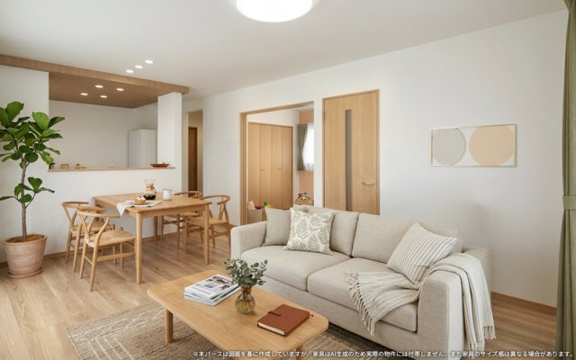 【完成予想図】 | 【LDK　イメージパース】
※画像は設計図面を基に作成したイメージです。