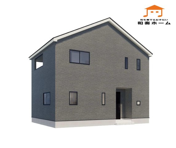 クレイドルガーデン高松市多肥上町第２◇高い耐震性能を持つ耐震等級３取得のお家です！の外観パース|１号棟完成予想図：スタイリッシュで落ち着いた雰囲気のある外壁のお家です。ほこり・排気ガス・雨だれなどの日常的な汚れが白系より目立ちにくく、きれいな印象を保ちやすいです。