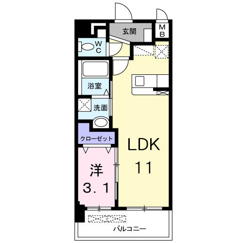 プレステージ空港東の間取り|使いやすい間取りです。