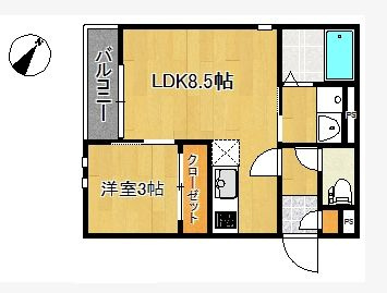 Grandtic住吉2(グランティック住吉2)の間取り|使いやすい間取りです。