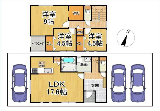 加古川市加古川町中津　新築戸建の間取り