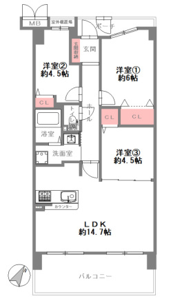 四季彩都けやき館の間取り