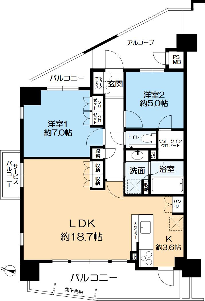 ワコーレ王子公園アクロススクエアの間取り|2LDＫ・価格7,190万円・専有面積67.61㎡・バルコニ面積13.40㎡
ペットと暮らせる憧れの住まいです。