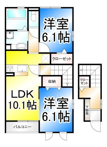 ボーセジュール 弐番館の間取り