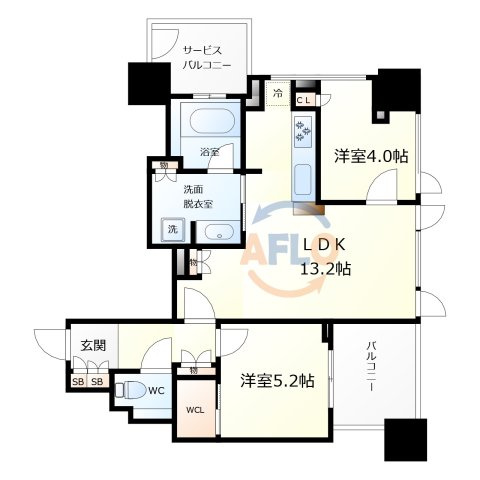 プラウドタワー梅田豊崎　豊崎小学校区の間取り|プラウドタワー梅田豊崎　開放感のある間取り