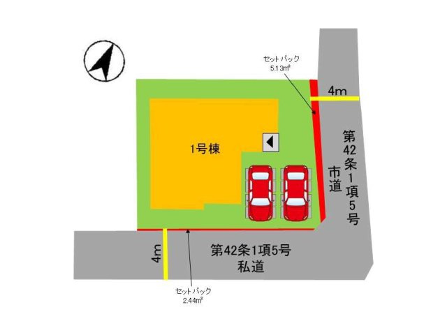 福岡市南区三宅2丁目第4-1棟（1号棟）の区画図|配置図