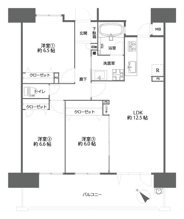 アンピール千早駅前通りの間取り|間取り