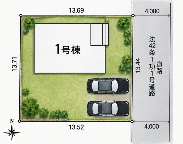 新築戸建　上田市常入一丁目の区画図