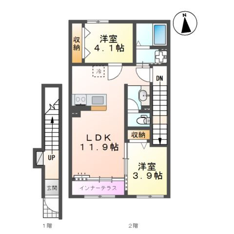 東松山市和泉町　アパート新築工事の間取り
