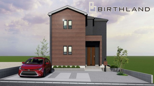 新築戸建・新築建売　福島市渡利字越沢　渡利小・渡利中の外観パース|【1号棟】完成予想図　現地ご内覧可能です♪お気軽にお問い合わせください！