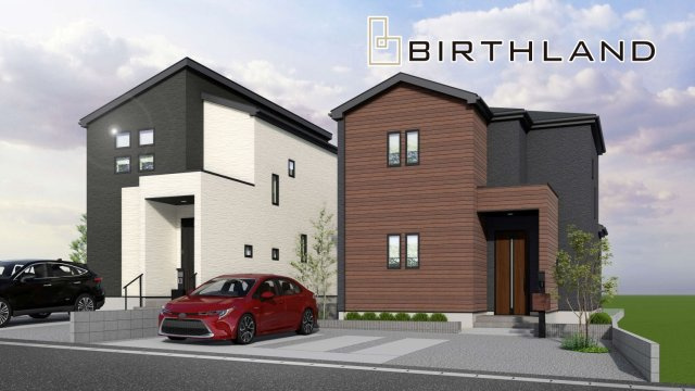 新築戸建・新築建売　福島市渡利字越沢　渡利小・渡利中の外観パース|完成予想図