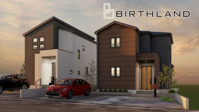 新築戸建・新築建売　福島市渡利字越沢　渡利小・渡利中の外観パース|完成予想図