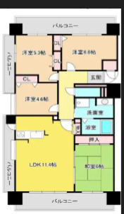 郡山市方八町　区分マンションの間取り