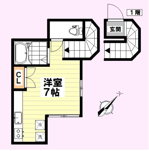 アクシオン大森の間取り|角部屋洋室7帖

