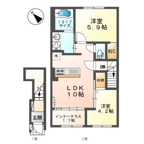 堺市中区東八田アパート新築工事の間取り