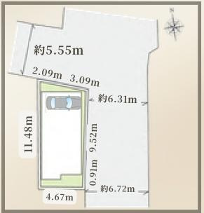 横浜市戸塚区矢部町の中古一戸建の区画図|北東角地の為、開放感良好です