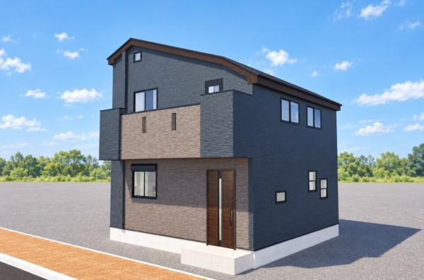 横浜市青葉区大場町の新築一戸建の完成予想図|外観のイメージパースです。
お洒落な外観で完成が楽しみです。
※背景はCGでのイメージになり、実際とは異なります。