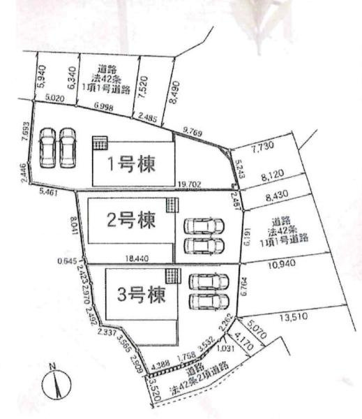 豊田市乙部町第1　全3棟・1号棟の区画図