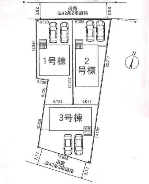 西尾市一色町味浜第11　全3棟・2号棟の区画図