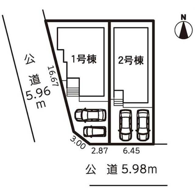 新築戸建て・仲介手数料無料）犬山市富岡新町・２号棟の区画図