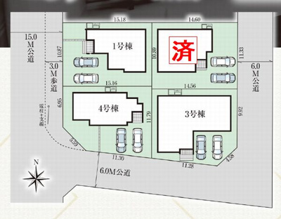 【区画図】 | ☆☆新築住宅　いわき市郷ケ丘３丁目６期　全４棟！！オール電化♪ご案内随時受付中です♪ | 全体区画図です