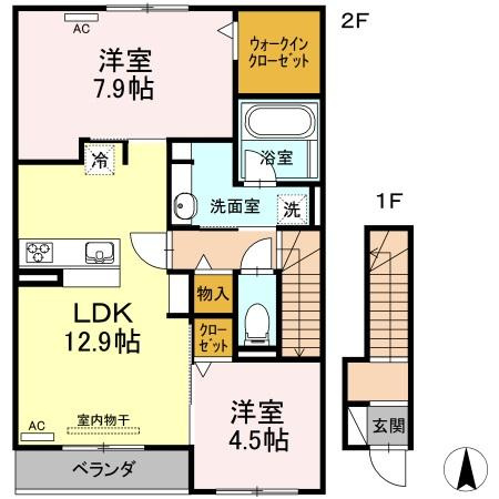 サニープレイス十一屋 Ｄ棟の間取り