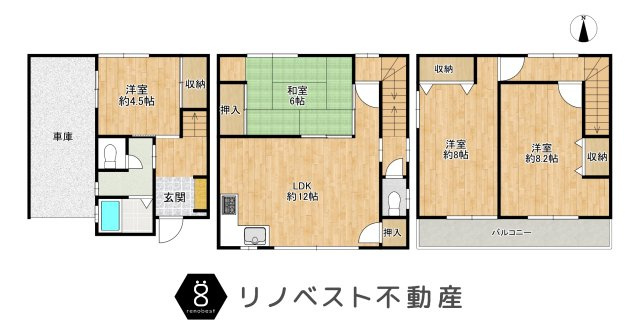 東大阪市吉松2丁目の間取り|南向き採光の2階LDK！日当たりもよく家族団らんに非常に良い空間♪