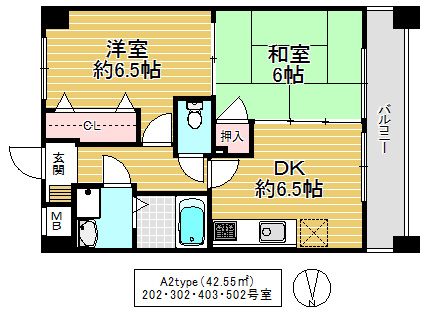 大阪市鶴見区鶴見５丁目の賃貸マンションの間取り
