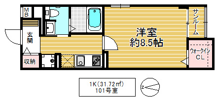 大阪市城東区永田４丁目の賃貸マンションの間取り