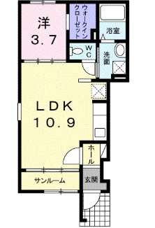 【間取り】 | ミルレーヴⅡ | 使い勝手のいいい1LDKの間取りです！