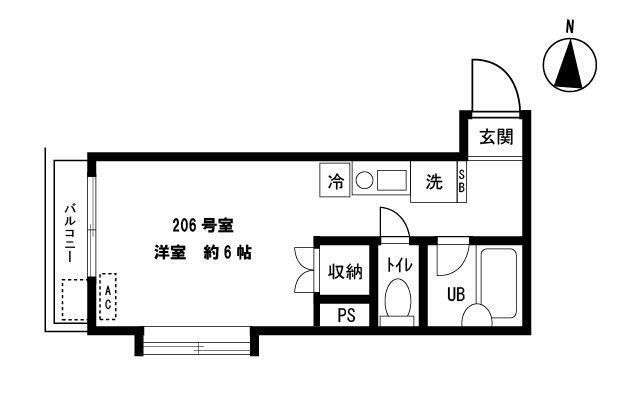 【間取り】 | ＶＩＬＬＡ　ＦＯＲＥＳＴ千鳥（ビラフォレストチドリ） | １Ｒ