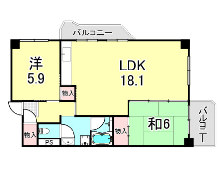 UR武庫川 21号棟の間取り