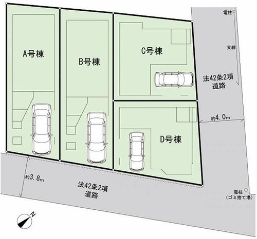 【横浜市神奈川区羽沢南1丁目34-10全4棟新築戸建て】★仲介手数料無料★（上星川小学校・保土ケ谷中学校）の区画図
