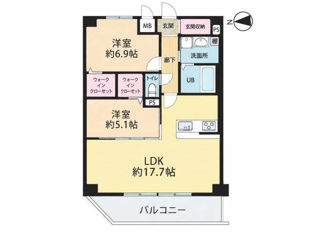 筑紫野市二日市南１丁目の賃貸マンションの間取り|別号数タイプ