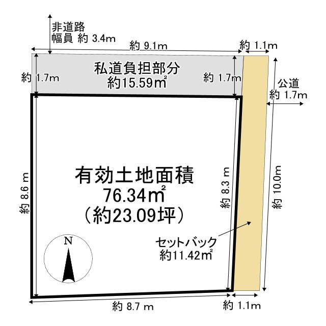 吉田下阿達町 土地の土地図