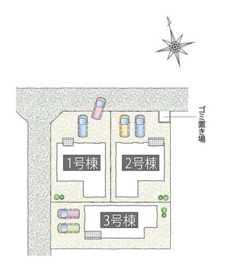 幸手市上高野Ⅱ　新築一戸建て　02　タマタウンの区画図|全３棟