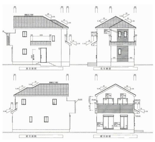 鴻巣市大間３丁目新築分譲住宅の完成予想図|立面図