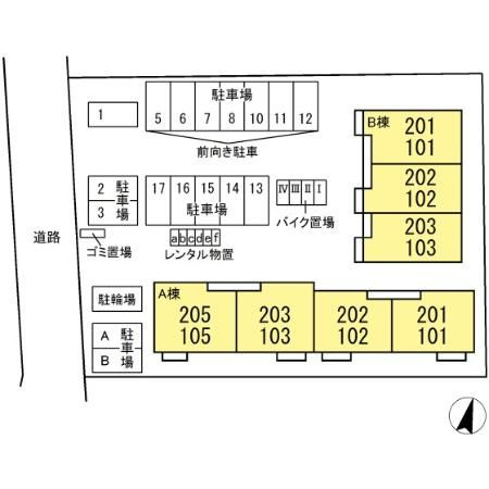 サイドガーデン南増尾B棟の区画図
