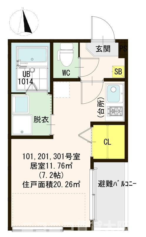 大阪市此花区伝法２丁目のアパートの間取り