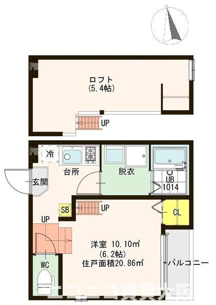 東大阪市荒川２丁目のアパートの間取り
