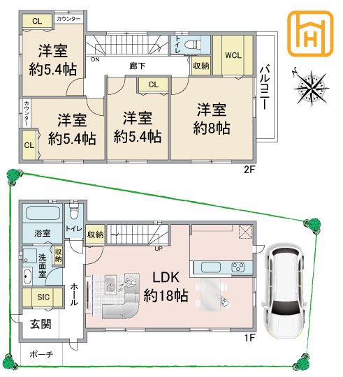 伊丹市北伊丹2丁目新築一戸建て│4LDK+駐車1台可の間取り|※現況と図面が異なる場合現況を優先いたします。