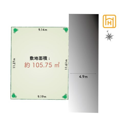 尼崎市北大物町建築条件無し売土地の土地図|建築条件がないため、間取りやデザイン、設備など、ご家族のこだわりを取り入れた住まいづくりが可能です。理想のマイホームを自由にご計画いただけます。