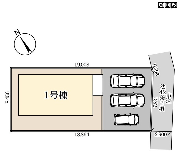 【Livele Garden】　古河市原町　第５　全1邸の区画図|カースペース並列3台駐車可
※車種によります
