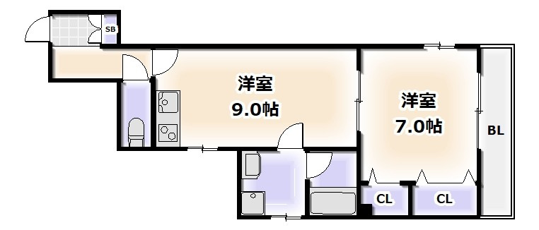Colorz帝塚山東の間取り