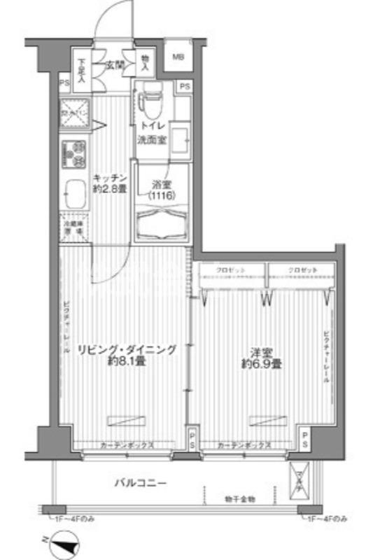 新宿区西新宿４丁目の賃貸マンションの間取り