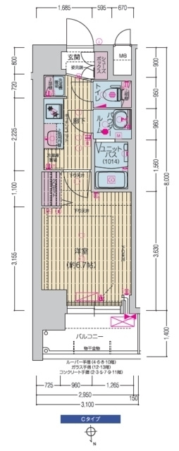 プレサンス谷町九丁目ディセオの間取り