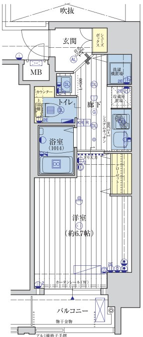 大阪市中央区瓦町１丁目の賃貸マンションの間取り