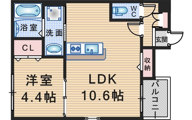 ハーモニーテラス蛍池中町の間取り