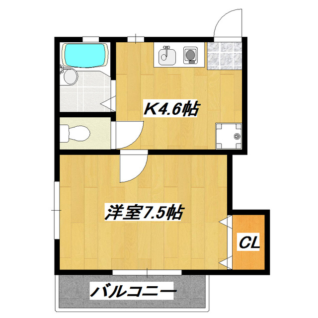 リリーハイツの間取り|角部屋なので２面採光。