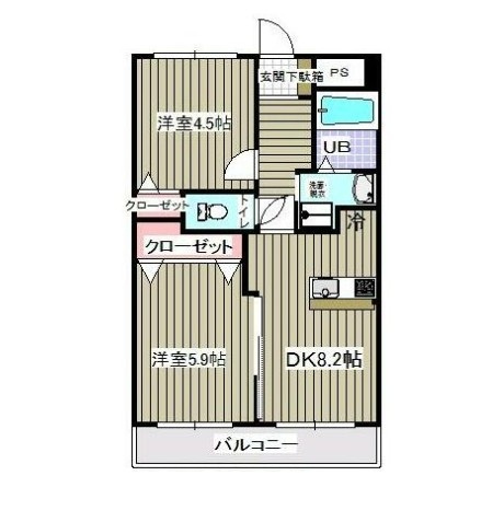 松戸市栗山の賃貸マンションの間取り